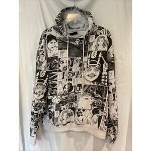 Junji Ito Art Crunchy Roll Japanese Horror Manga Anime Print Hoodie Size Medium